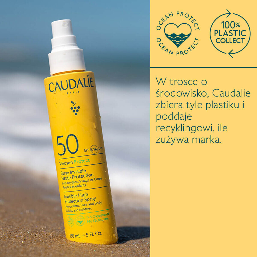 Caudalie Vinosun Protect, invisible high protection spray, SPF 50, 150 ml + invisible, light, very high protection cream, SPF 50+, 20 ml free of charge