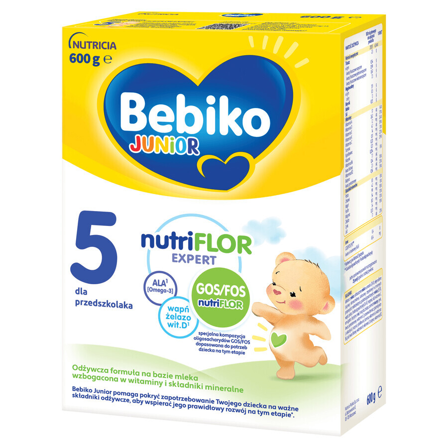 Bebiko Junior 5 Nutriflor Expert set, nutritious milk-based formula, for preschooler, 3 x 600 g + Boon, Swig straw bottle, 265 ml free of charge