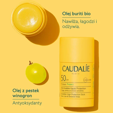 Caudalie Vinosun Protect, unsichtbarer Hochschutz-Stift, SPF 50, 15 g + unsichtbare, leichte, sehr hoch schützende Creme, SPF 50+, 20 ml gratis