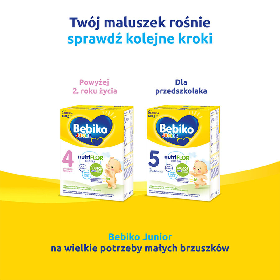 Bebiko Junior 3 Nutriflor Expert set, fórmula nutritiva a base de leche, más de 1 año, 3 x 600 g + Boon, bidón de pajita Swig, 265 ml gratis