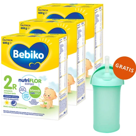 Set Bebiko 2R Nutriflor Expert, rijstpap opvolgmelk, vanaf 6 maanden, 3 x 600 g + Boon, Swig rietjesfles, 265 ml gratis