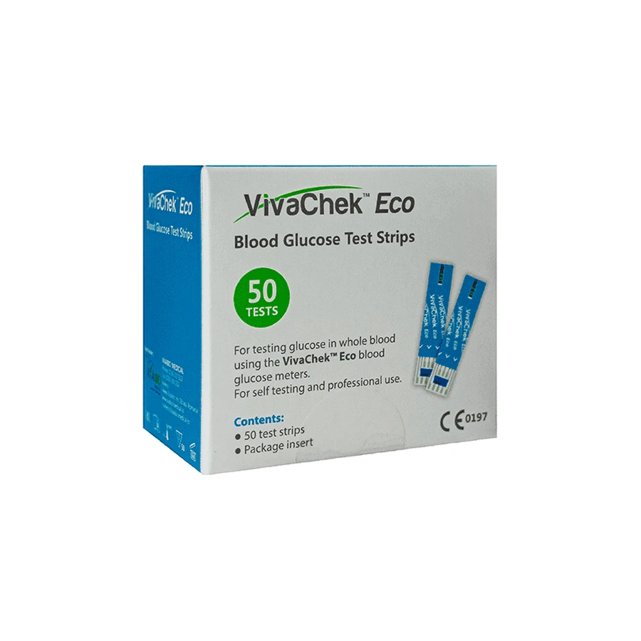 50 pruebas de glucosa en sangre VivaChek Eco