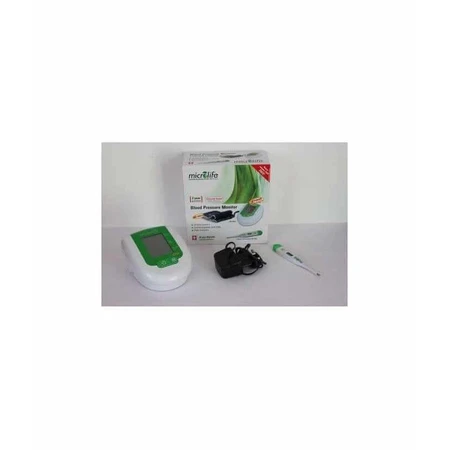 BP 3AG1 Green Digital Upper Arm Blood Pressure Monitor (Adapter+Digital Thermometer Gift)