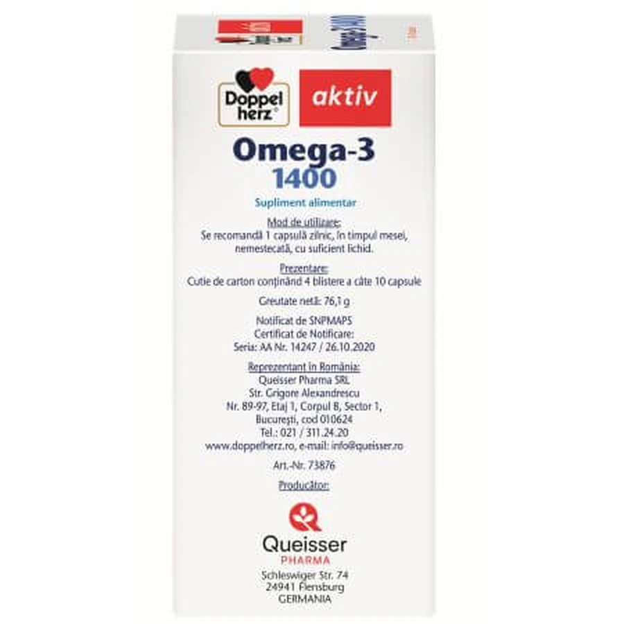 Omega 3 1400 mg, 30 + 10 capsules, Doppelherz