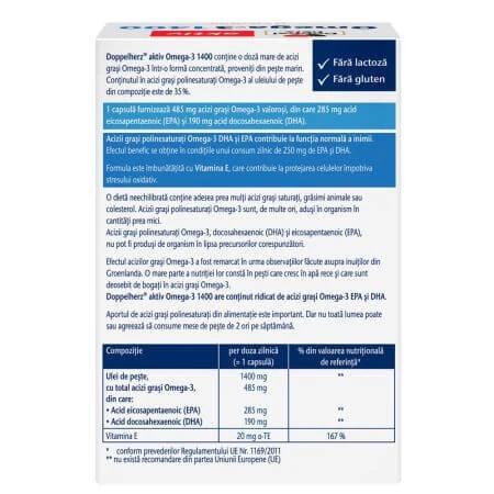 Omega 3 1400 mg, 30 + 10 capsules, Doppelherz