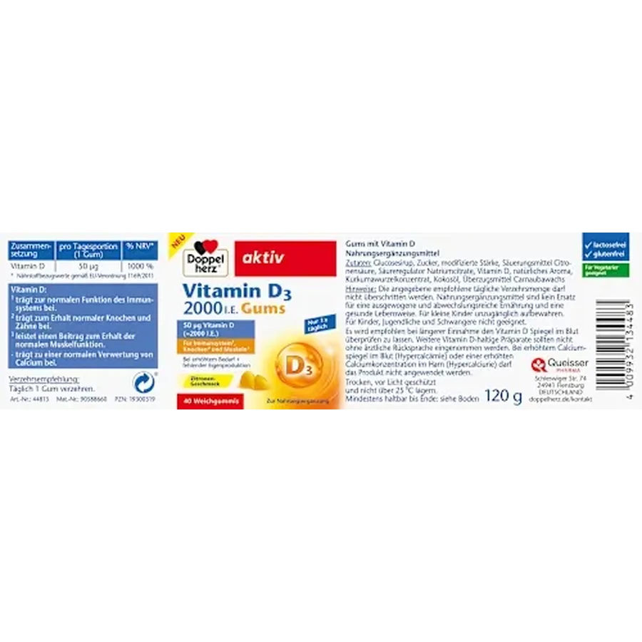 Doppelherz Aktiv Vitamin D3 2000UI Gums x 40buc