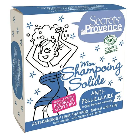 Secrets de Provence Organic White Clay Anti-mătreață Șampon solid 85g