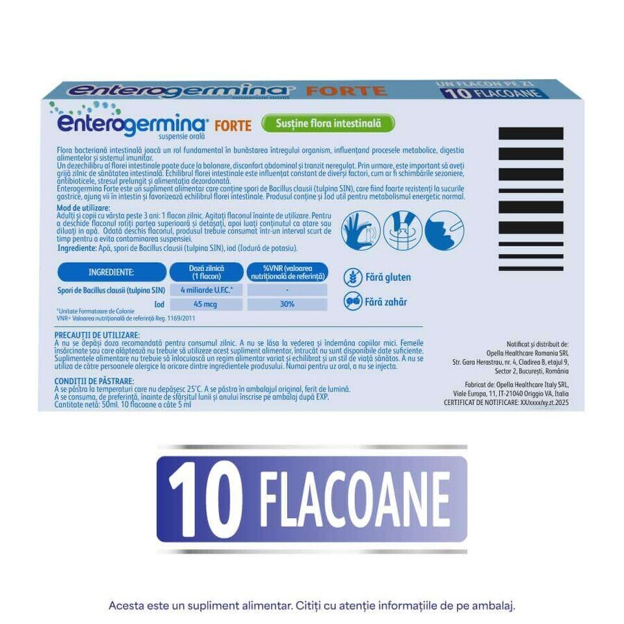 Enterogermina Forte 10 viales x 5 ml suspensión oral, Sanofi