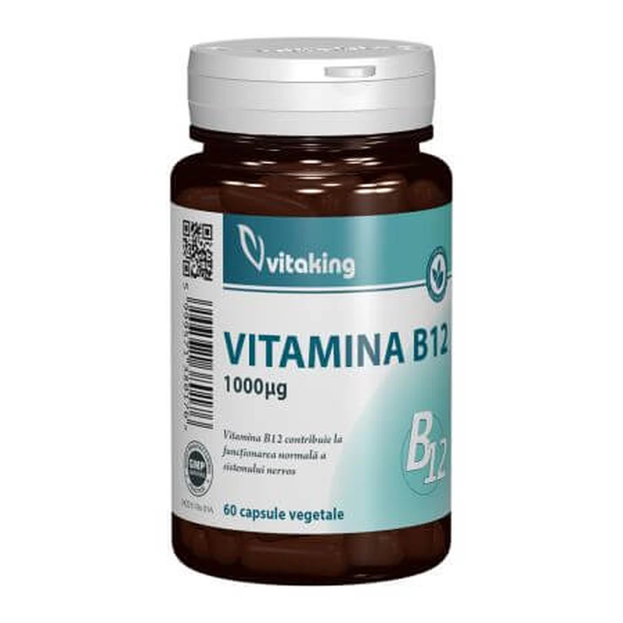 Vitamine B12, 1000 mcg, 60 plantaardige capsules, Vitaking