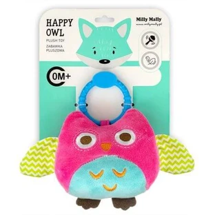 Happy Owl Pink plush toy, 0 months+, Milly Mally