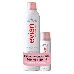 Spray facial con agua mineral natural, 300 ml + 50 ml, Evian
