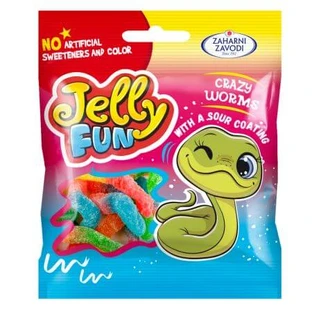 Gominolas con forma de gusano, con sabor a fruta y cobertura ácida, 90 g, Top Jelly