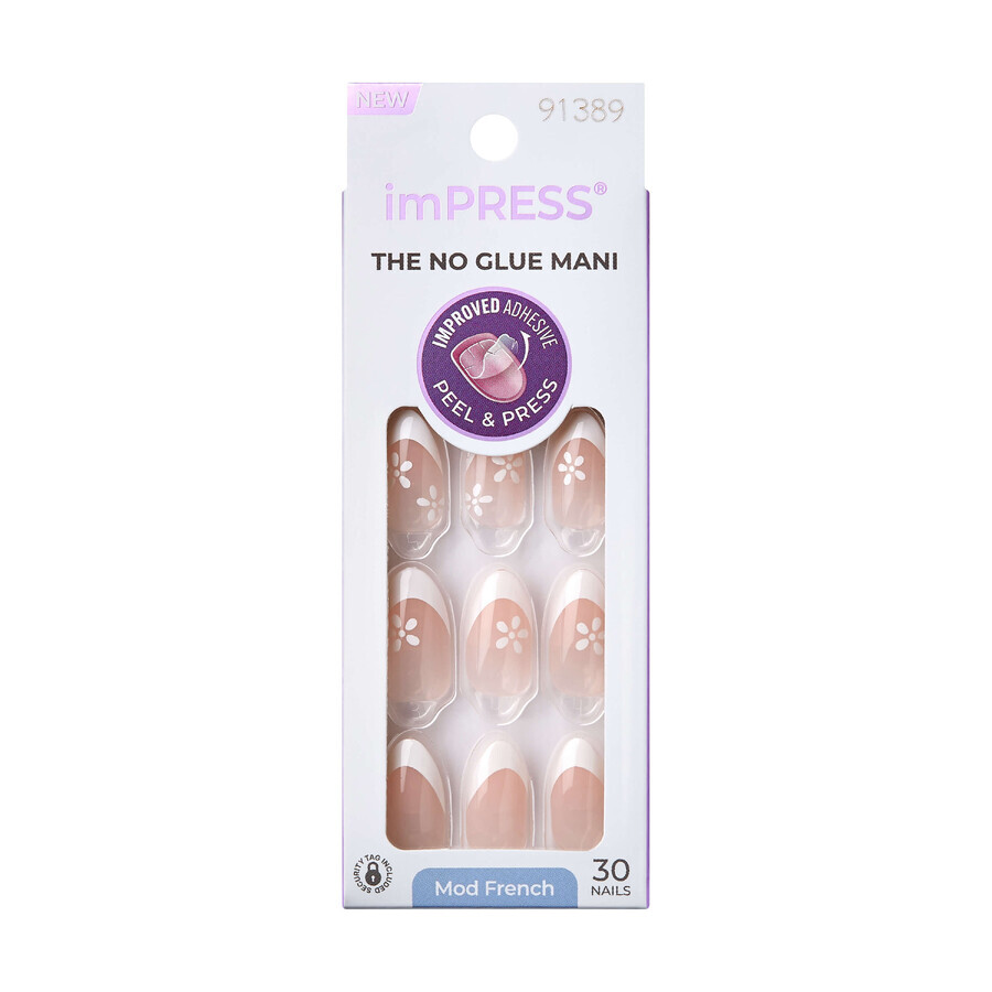 Press-on nails imPRESS Mod French, Fearless, 1 set, Kiss