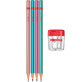 Set of 4 metal wooden pencils with graphite lead + sharpener with container, Rotring