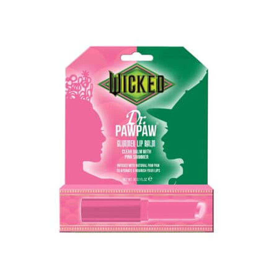 Baume à lèvres transparent Glimmer Wicked avec paillettes roses, 3 g, Dr.