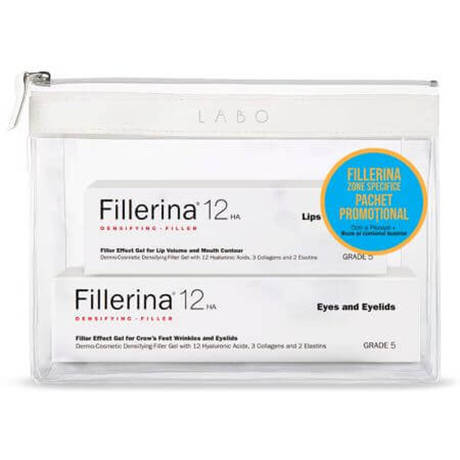 Pacchetto Trattamento occhi + contorno labbra 12 HA, grado 5, 15 ml + 7 ml, Fillerina