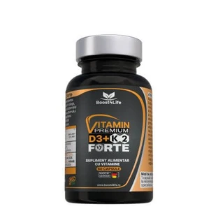 Vitamina D3+K2 Premium Forte, 5000 UI, 60 cápsulas blandas, Boost4life