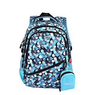 Backpack with blue and black hexagons, 38 cm, Daco