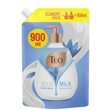 Stock Jabón Líquido de Manos Leche Rica, Cuidado Delicado, 900 ml, Teo