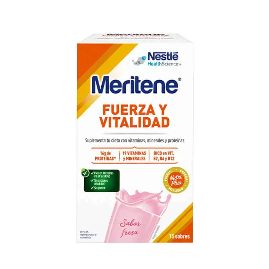 Meritene Fuerza y Vitalidad Fresa 15 Sobres 30gr