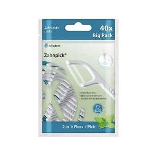 Toothbrushes with minted dental floss Zahnpick, 40 pcs, Miradent