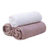 BabyMatex, pañales de muselina, 70 cm x 80 cm, rosa sucio y blanco, 3 piezas