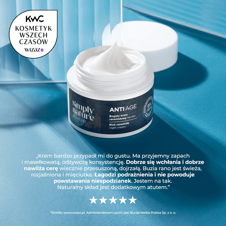 Clochee Simply Nature Anti Age, rich ceramide night cream, 50 ml