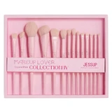 Jessup Makeup Lover Crystal Pink Collection IV Set de brochas de maquillaje T495, 14 piezas