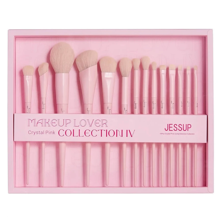 Jessup Makeup Lover Crystal Pink Collection IV Set de brochas de maquillaje T495, 14 piezas