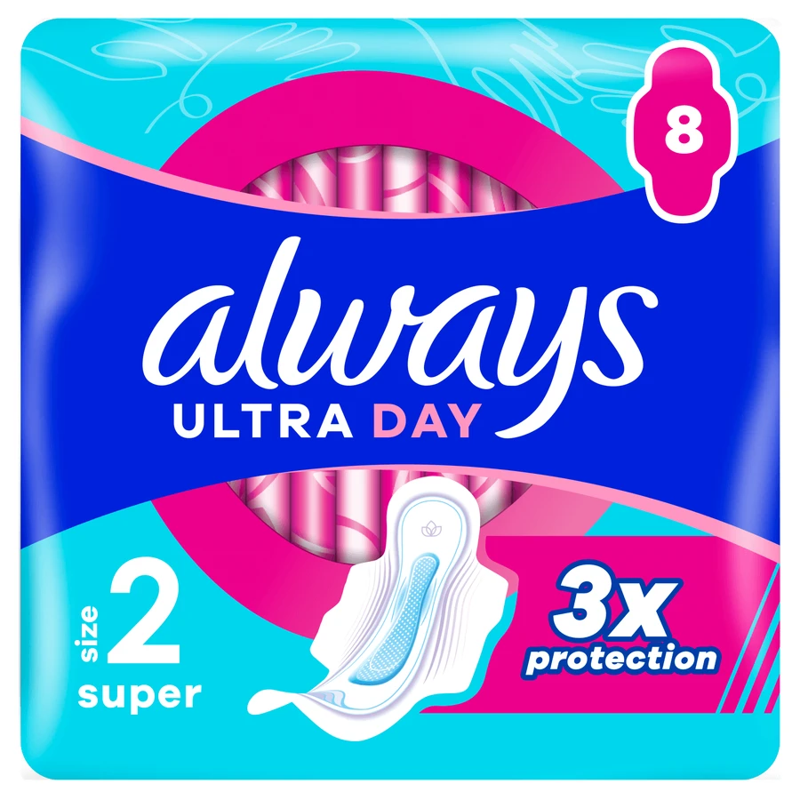 Always Ultra Day, sanitary napkins with wings, Super, 8 pieces