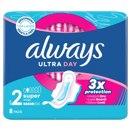 Always Ultra Day, sanitary napkins with wings, Super, 8 pieces