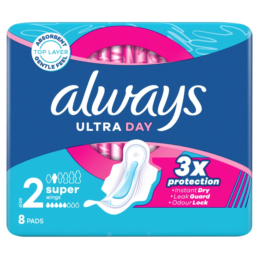 Always Ultra Day, sanitary napkins with wings, Super, 8 pieces