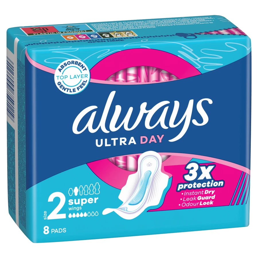 Always Ultra Day, sanitary napkins with wings, Super, 8 pieces