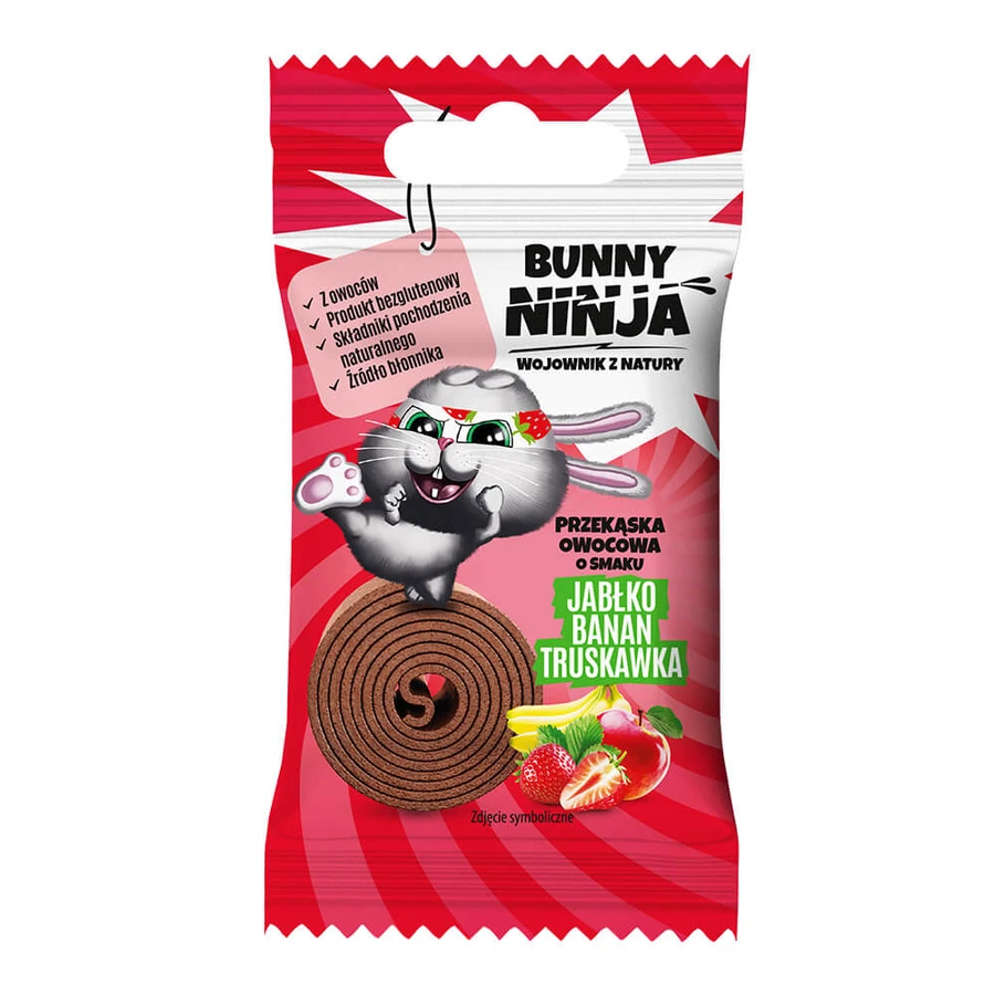 Bunny Ninja Fruit Rolls set, snack de fruits, 4 x 15 g + livre de coloriage gratuit