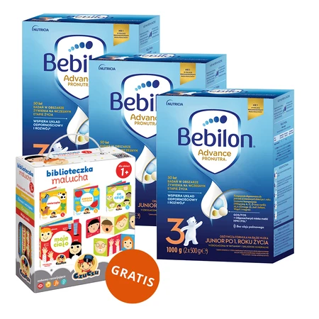 Set Bebilon Advance Pronutra 3 Junior, lait maternisé nourrissant, après 1 an, 3 x 1000 g + CzuCzu Library of the Toddler, 4 livres pour enfants, à partir de 12 mois gratuit