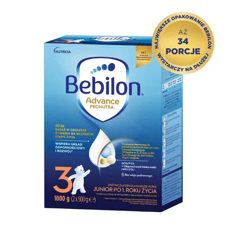 Set Bebilon Advance Pronutra 3 Junior, lait maternisé nourrissant, après 1 an, 3 x 1000 g + CzuCzu Library of the Toddler, 4 livres pour enfants, à partir de 12 mois gratuit