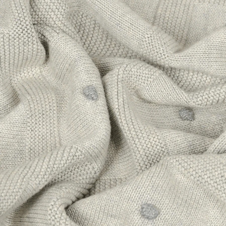 BabyMatex, Bambusdecke mit dekorativen Kugeln Akzent, 80 cm x 100 cm, hellgrau
