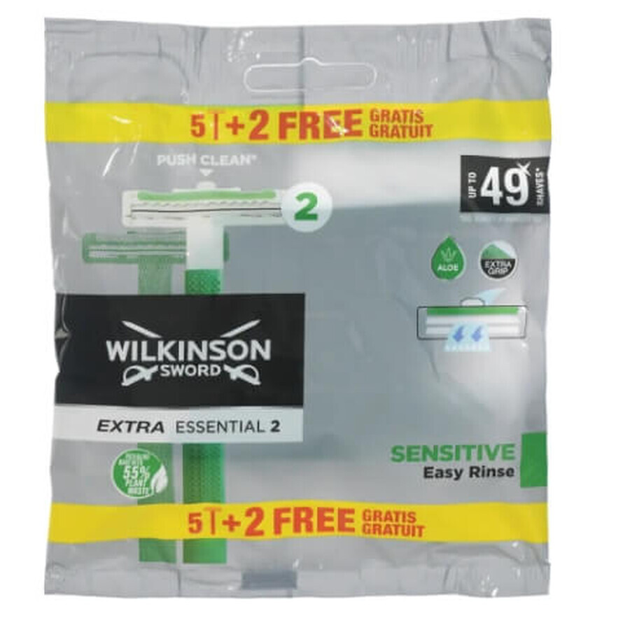 Wilkinson Sword Extra 2 Sensitive Rasoi usa e getta, 7 pezzi