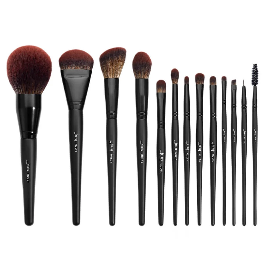 Jessup Makeup Lover Makeup Brush Collection Phantom Black Makeup Brush Set, 13 pieces.