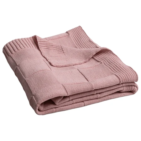 BabyMatex, Manta cuadrada de algodón a cuadros, 80 cm x 100 cm, rosa perla