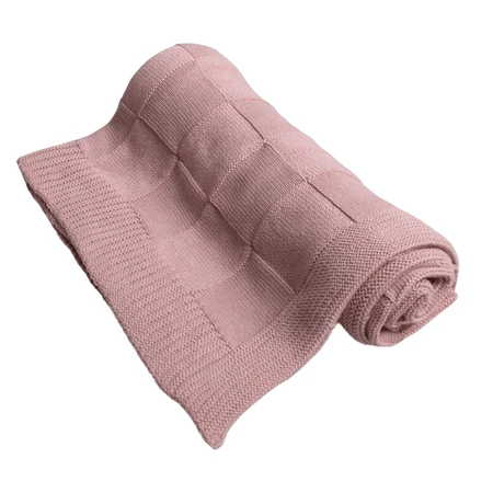 BabyMatex, Manta cuadrada de algodón a cuadros, 80 cm x 100 cm, rosa perla