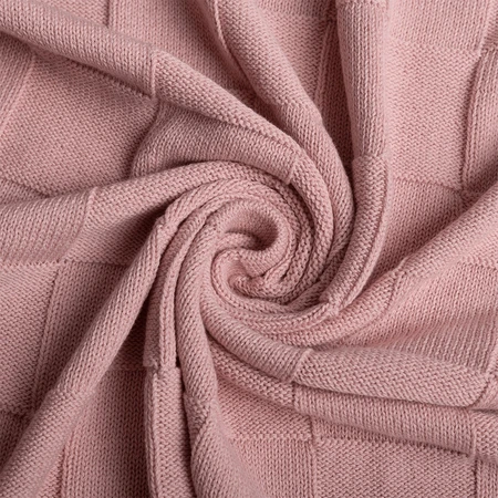 BabyMatex, Manta cuadrada de algodón a cuadros, 80 cm x 100 cm, rosa perla