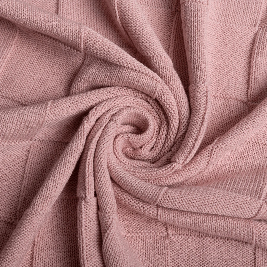 BabyMatex, Manta cuadrada de algodón a cuadros, 80 cm x 100 cm, rosa perla