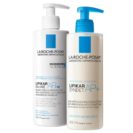 Set La Roche-Posay Lipikar Baume AP+M, Körperlotion, 400 ml + Syndet AP+, Körperreinigungscreme, ab Geburt, 400 ml