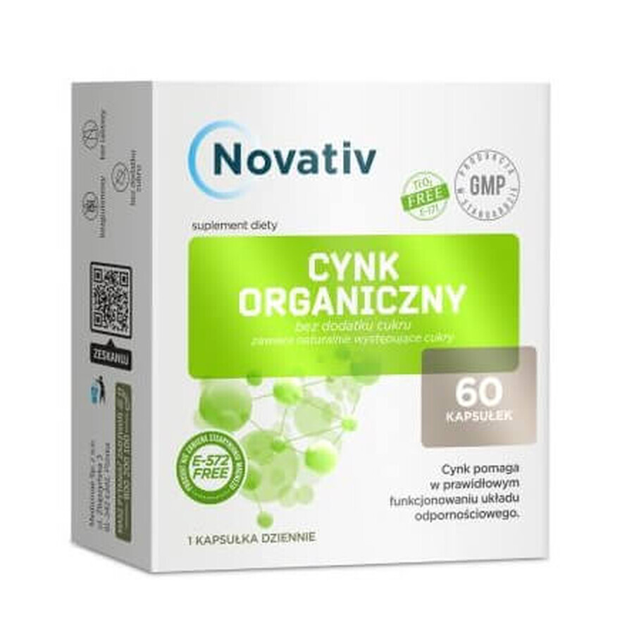 Novativ Organic Zinc, 60 capsules