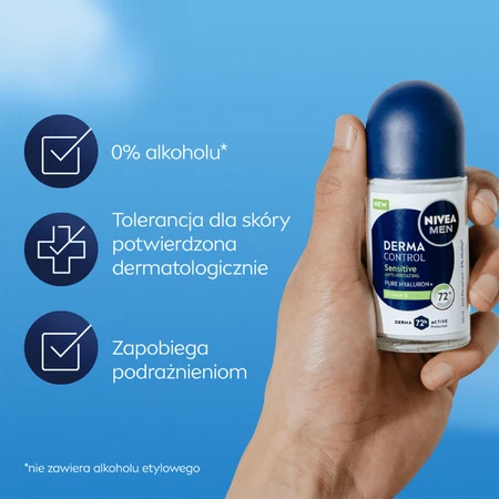 Nivea Men Derma Control Sensitive, antitranspirant, roll-on, 50 ml