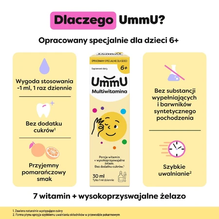 UmmU Multivitamin, for children 6 years and older, drops, orange flavor, 30 ml