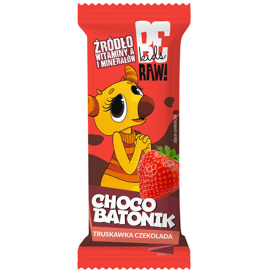 BeRAW! Kids, choco bar, strawberry, chocolate, 25 g