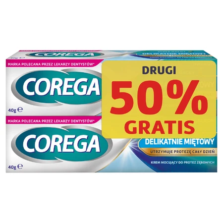 Corega Super Strong, denture fixing cream, mildly minty, 2 x 40 g