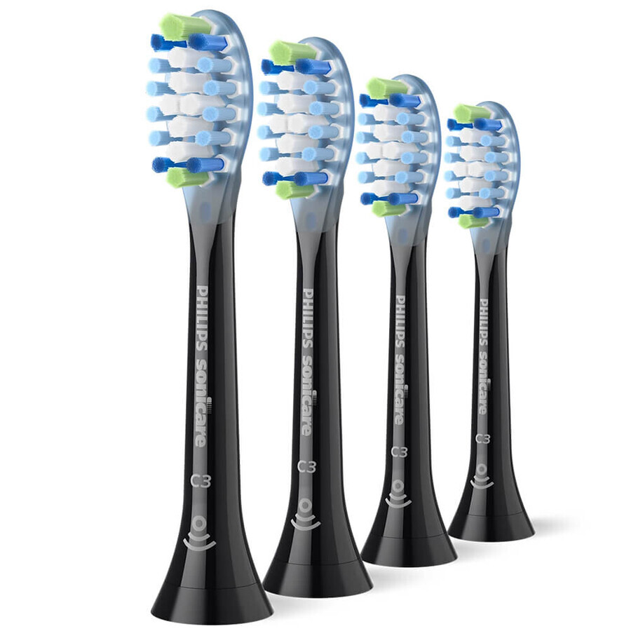 Philips, Sonicare C3 Premium Plaque Defence replacement toothbrush tips, black, 4 pieces